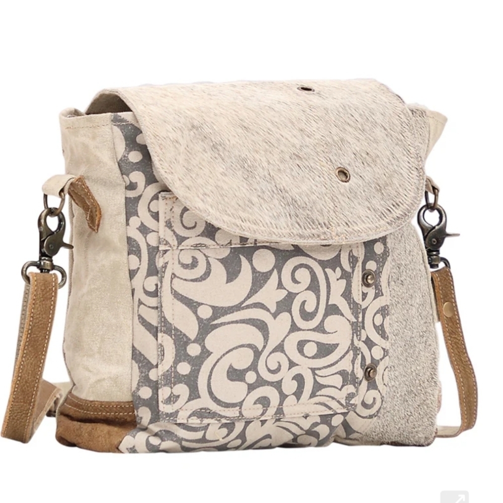 Stylish Gray and Cream Women's Bag
